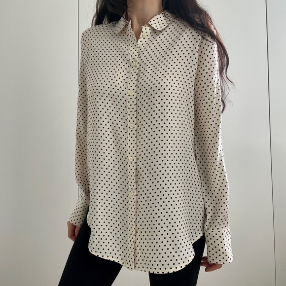 Alexa Chung for Madewell silk polka dot button down blouse XS - Picture 2 of 4